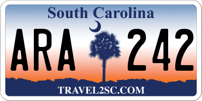 SC license plate ARA242