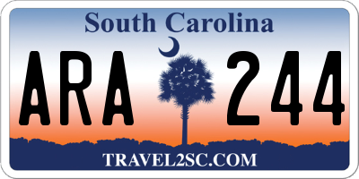 SC license plate ARA244