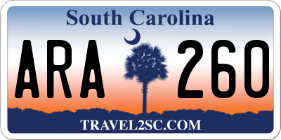 SC license plate ARA260