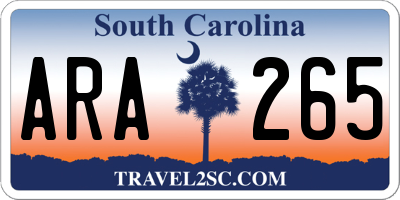 SC license plate ARA265