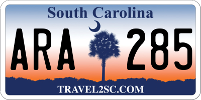 SC license plate ARA285
