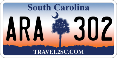 SC license plate ARA302