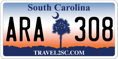 SC license plate ARA308