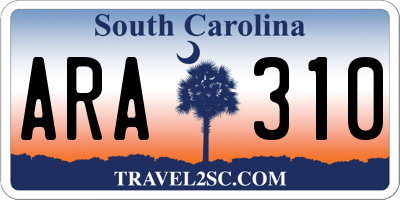 SC license plate ARA310