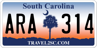 SC license plate ARA314