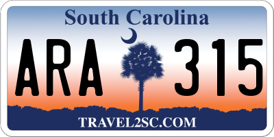 SC license plate ARA315