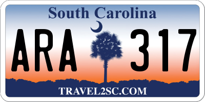 SC license plate ARA317