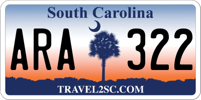 SC license plate ARA322