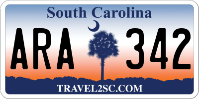 SC license plate ARA342