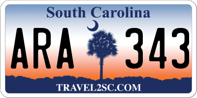 SC license plate ARA343