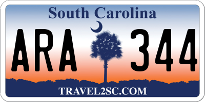SC license plate ARA344