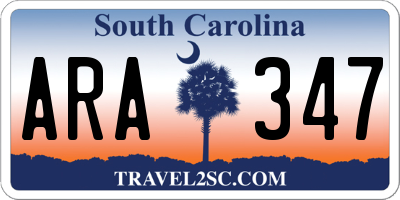 SC license plate ARA347