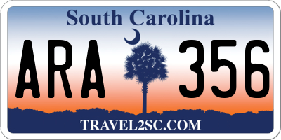 SC license plate ARA356