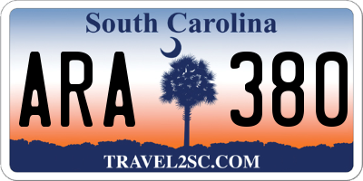 SC license plate ARA380