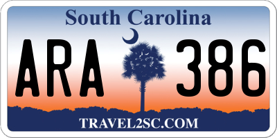 SC license plate ARA386