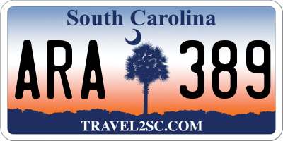 SC license plate ARA389