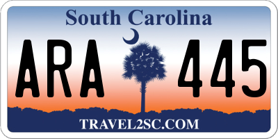 SC license plate ARA445