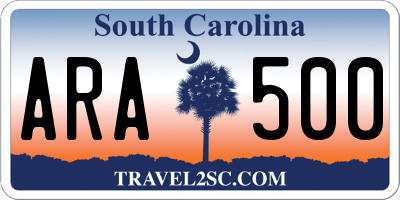 SC license plate ARA500
