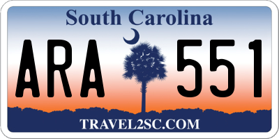 SC license plate ARA551