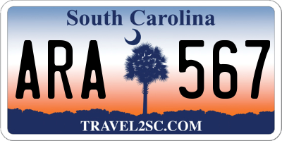 SC license plate ARA567