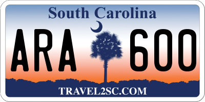 SC license plate ARA600