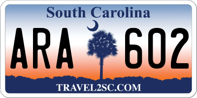 SC license plate ARA602