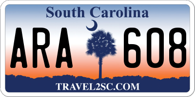 SC license plate ARA608