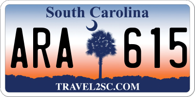 SC license plate ARA615