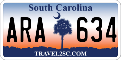 SC license plate ARA634