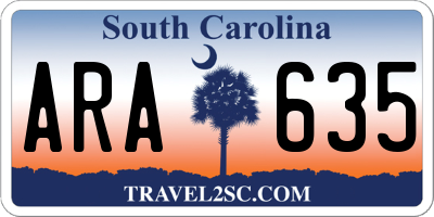 SC license plate ARA635