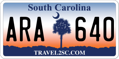 SC license plate ARA640