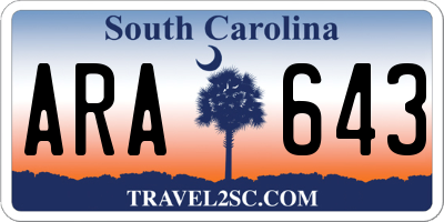 SC license plate ARA643