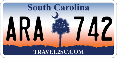 SC license plate ARA742