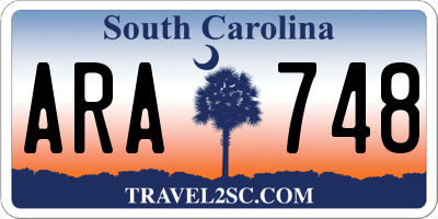 SC license plate ARA748