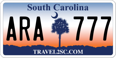 SC license plate ARA777