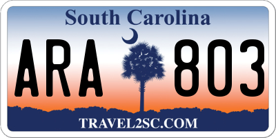 SC license plate ARA803