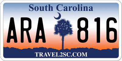 SC license plate ARA816