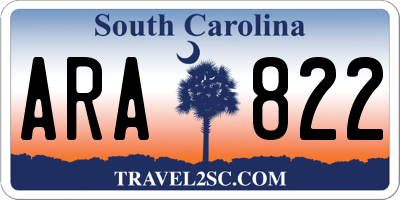 SC license plate ARA822