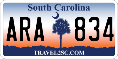 SC license plate ARA834