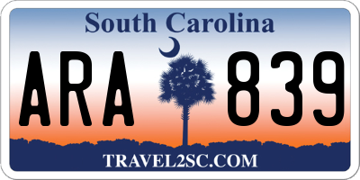 SC license plate ARA839