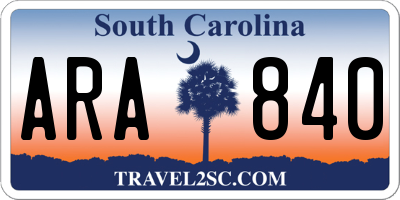SC license plate ARA840