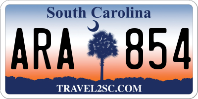 SC license plate ARA854
