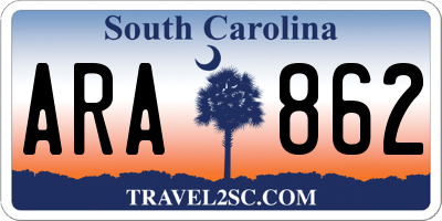 SC license plate ARA862