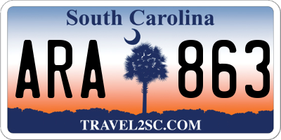 SC license plate ARA863