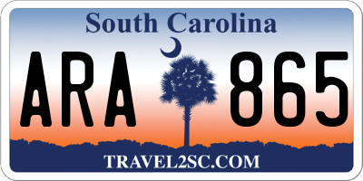 SC license plate ARA865