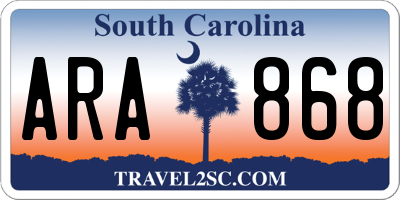 SC license plate ARA868