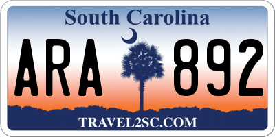 SC license plate ARA892