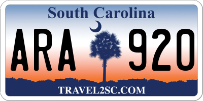 SC license plate ARA920