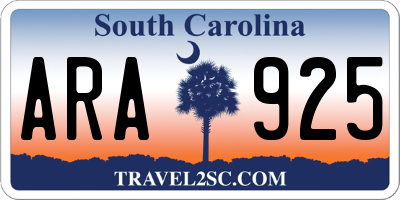 SC license plate ARA925