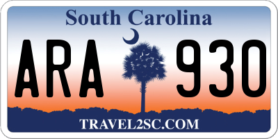 SC license plate ARA930
